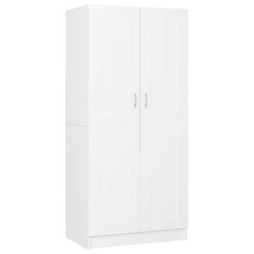 Stylish White Wardrobe - 82.5x51.5x180 cm Engineered Wood