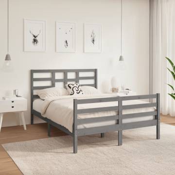 Grey Solid Wood Bed Frame 140x190 cm | Hipo Market