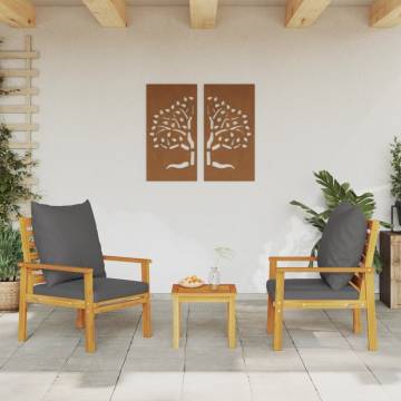 Garden Sofa Chair Set: 2pcs Acacia Wood with Cushions