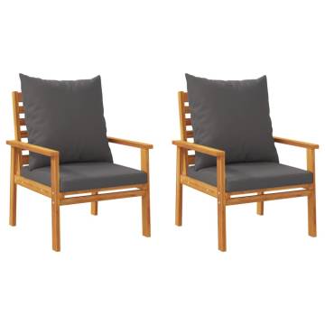 Garden Sofa Chair Set: 2pcs Acacia Wood with Cushions