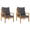 Garden Sofa Chair Set: 2pcs Acacia Wood with Cushions