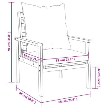 Garden Sofa Chair Set: 2pcs Acacia Wood with Cushions