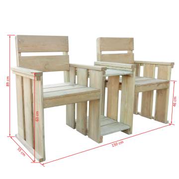 2 Seater Garden Bench - Impregnated Pinewood 150 cm