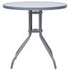 Elegant Light Grey Garden Table - 80 cm Steel & Glass