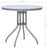 Elegant Light Grey Garden Table - 80 cm Steel & Glass