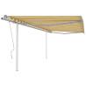 Manual Retractable Awning with Posts 4x3.5 m Yellow and White Colour yellow and white Size 4 x 3.5 m Quantity in Package 1 