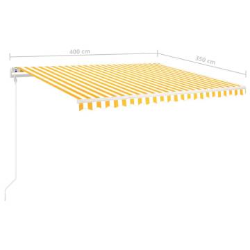 Manual Retractable Awning 4x3.5m - Yellow & White | Hipo Market