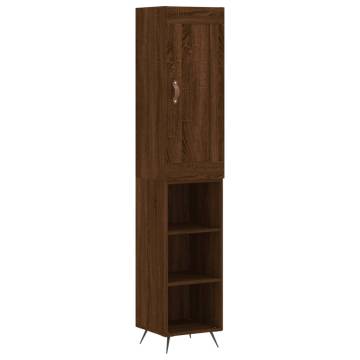 Elegant Highboard Brown Oak - 34.5x34x180 cm Engineered Wood