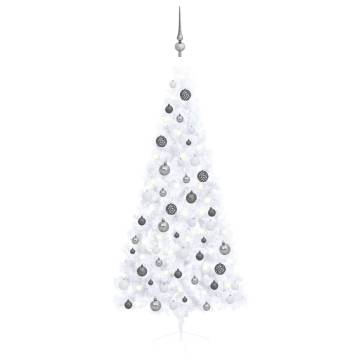 Artificial Half Pre-lit Christmas Tree with Ball Set - 180cm White