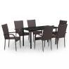 7 Piece Brown and Black Outdoor Dining Set - Ideal for Al Fresco