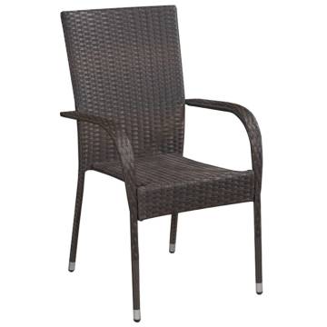 7 Piece Brown and Black Outdoor Dining Set - Ideal for Al Fresco