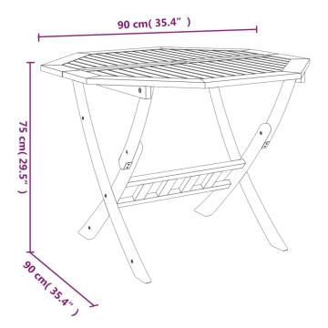 Folding Garden Table 90x75 cm - Solid Acacia Wood | HipoMarket