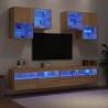 6 Piece TV Wall Cabinet Set with LED Lights - Sonoma Oak