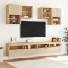 6 Piece TV Wall Cabinet Set with LED Lights - Sonoma Oak