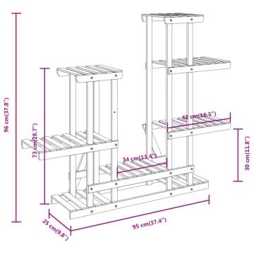 Durable Flower Stand | Solid Wood Fir - 95x25x96 cm