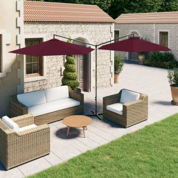 Double Parasol with Steel Pole - Bordeaux Red 600 cm | HipoMarket