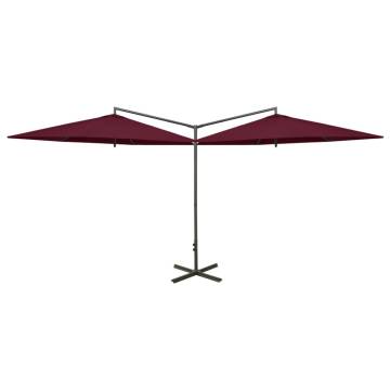 Double Parasol with Steel Pole - Bordeaux Red 600 cm | HipoMarket