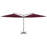 Double Parasol with Steel Pole - Bordeaux Red 600 cm | HipoMarket