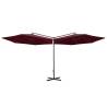 Double Parasol with Steel Pole - Bordeaux Red 600 cm | HipoMarket