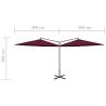 Double Parasol with Steel Pole - Bordeaux Red 600 cm | HipoMarket