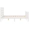 White Double Bed Frame with Headboard - Solid Pine Wood