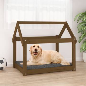 Comfortable Dog Bed in Honey Brown - Solid Wood Pine