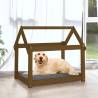 Comfortable Dog Bed in Honey Brown - Solid Wood Pine