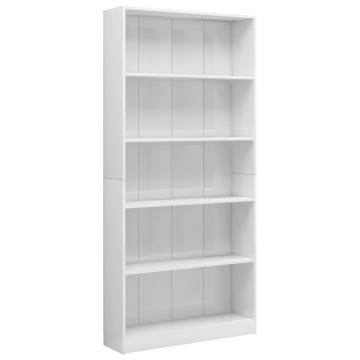 5-Tier White Book Cabinet - Stylish & Durable Storage Solution