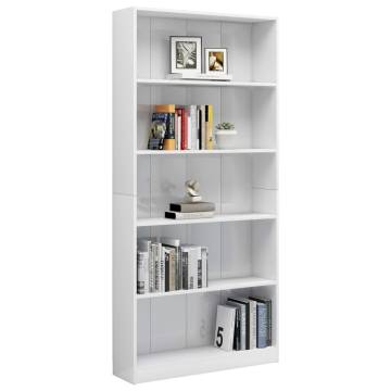 5-Tier White Book Cabinet - Stylish & Durable Storage Solution