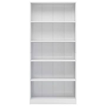 5-Tier White Book Cabinet - Stylish & Durable Storage Solution