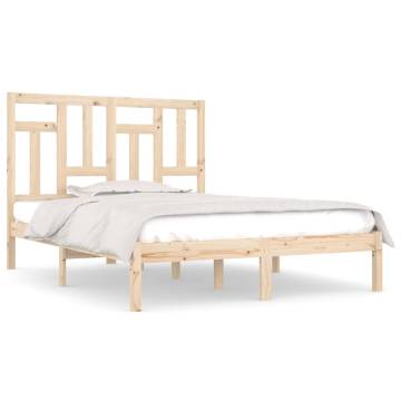 Solid Wood Pine Bed Frame 140x200 cm | Modern Design