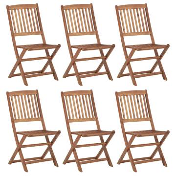 Folding Garden Chairs Set - 6 pcs Solid Acacia Wood