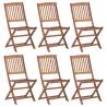 Folding Garden Chairs Set - 6 pcs Solid Acacia Wood