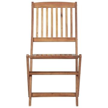 Folding Garden Chairs Set - 6 pcs Solid Acacia Wood