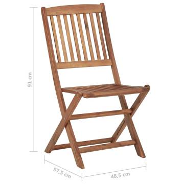 Folding Garden Chairs Set - 6 pcs Solid Acacia Wood