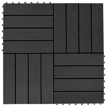 11 pcs Black WPC Decking Tiles 30x30 cm - 1 sqm | Hipomarket