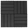 11 pcs Decking Tiles WPC 30x30 cm 1 sqm Black Colour black Pattern pattern 1 Number of 11 