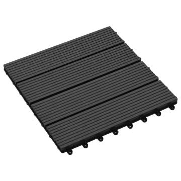 11 pcs Black WPC Decking Tiles 30x30 cm - 1 sqm | Hipomarket