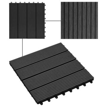 11 pcs Black WPC Decking Tiles 30x30 cm - 1 sqm | Hipomarket