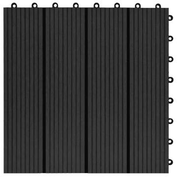 11 pcs Black WPC Decking Tiles 30x30 cm - 1 sqm | Hipomarket