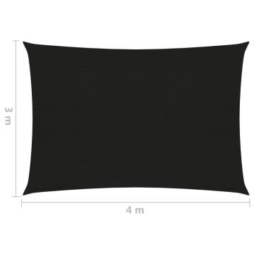 Black Sunshade Sail 3x4 m - 160 g/m² HDPE | HipoMarket