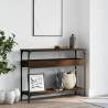 Elegant Brown Oak Console Table with Shelf - 100x29x75cm