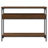 Elegant Brown Oak Console Table with Shelf - 100x29x75cm