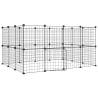 28-Panel Pet Cage with Door - Durable Black Steel 35x35 cm