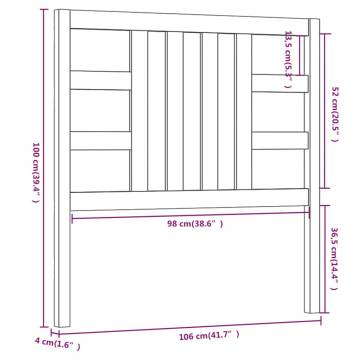 Stylish Solid Wood Pine Bed Headboard - 106x4x100 cm