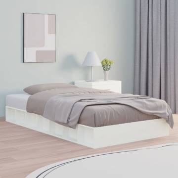 White Solid Wood Bed Frame 135x190 cm Double | Hipomarket