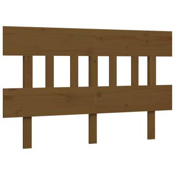 Honey Brown Double Bed Frame with Headboard - Solid Wood