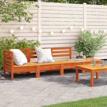 4-Seater Garden Sofa - Wax Brown Solid Pine Wood | HiPo Market