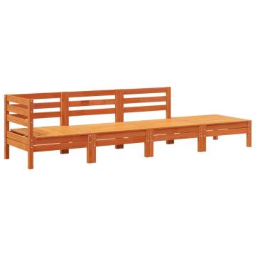 4-Seater Garden Sofa - Wax Brown Solid Pine Wood | HiPo Market