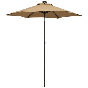 Taupe Parasol with LED Lights - 200x211 cm Aluminium